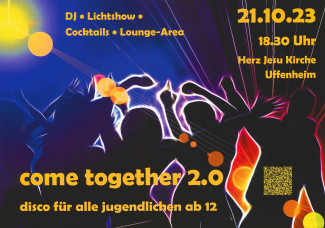 Plakat zur Disco am 21.10.2023 um 18:30 Uhr in der Herz Jesu Kirche Uffenheim