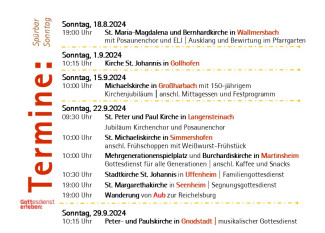 Terminübersicht der Spürbar-Sonntage im Herbst 2024