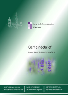 Titelbild Gemeindebrief Uffenheim in grün gehalten mit lila Lavendelblüten
