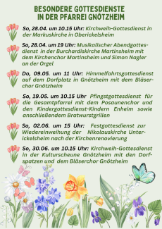 Frühjahrs-Specials in der Pfarrei Gnötzheim